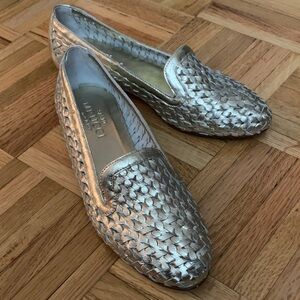 Sesto Meucci GOLD Leather Loafers - Italian - Handwoven Leather Women’s 6.5